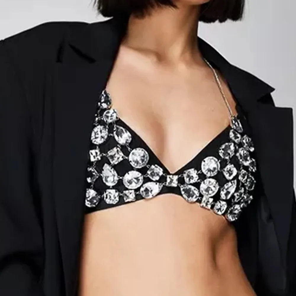 Geometric Rhinestone Bra Chain