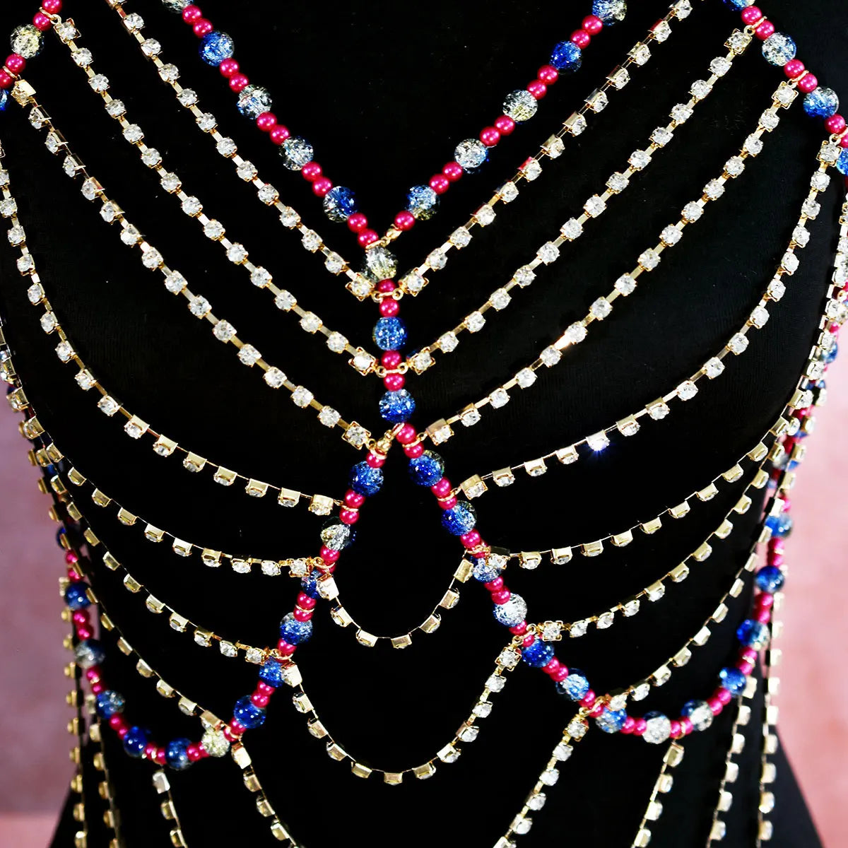 Simulated Pearl Beaded Bra Body Chain