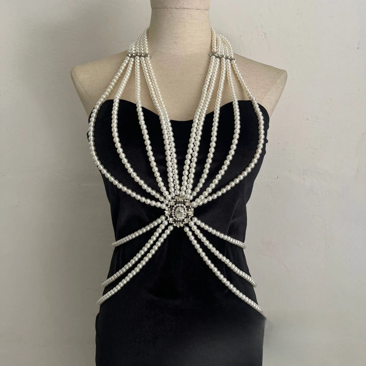 Pearl-Look Beaded Bra Body Chain