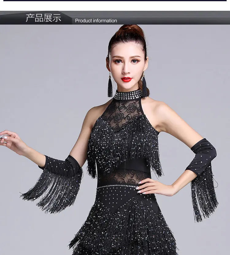 Rhinestone Fringe Dance Sleeves & Accessory Options