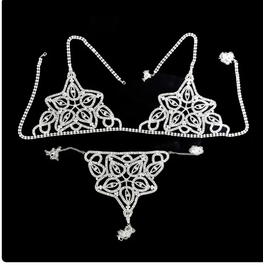 Rhinestone Bra & Thong Body Jewelry