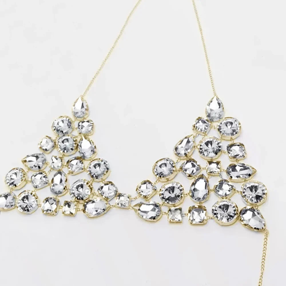 Geometric Rhinestone Bra Chain