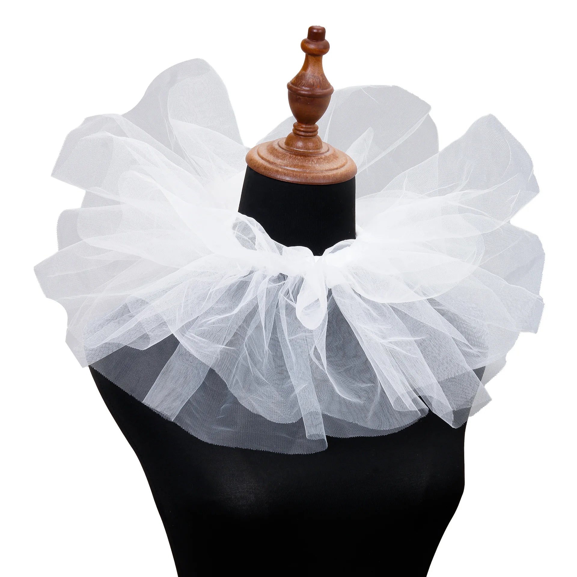 Fluffy Mesh Clown Ruff Collar & Vintage Masquerade Circus Costume Accessory