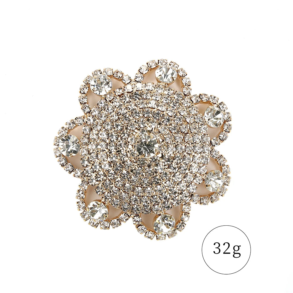 Sparkly Rhinestone Flower Reusable Nipple Pasties Self-Adhesive Silicone Covers