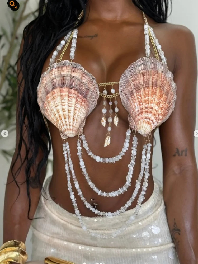 Dazzling Multilayer Pearl String Bra Chain & Body Jewelry