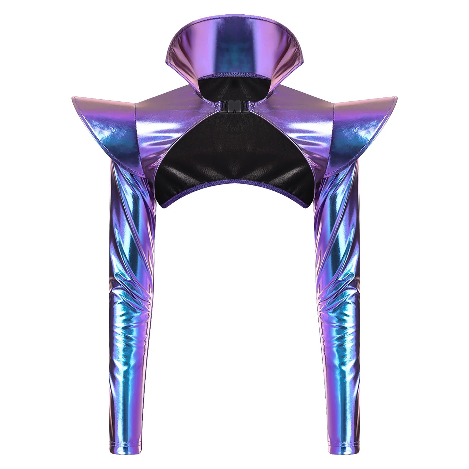 Metallic Shoulder Armor Shrug Crop Top & Sleeves Futuristic Pauldron Stage Costume