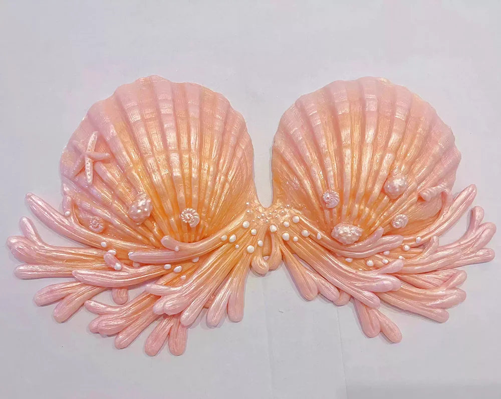 Realistic Woven Star Silicone Mermaid Bra Strapless Underwater Photoshoot Costume Top