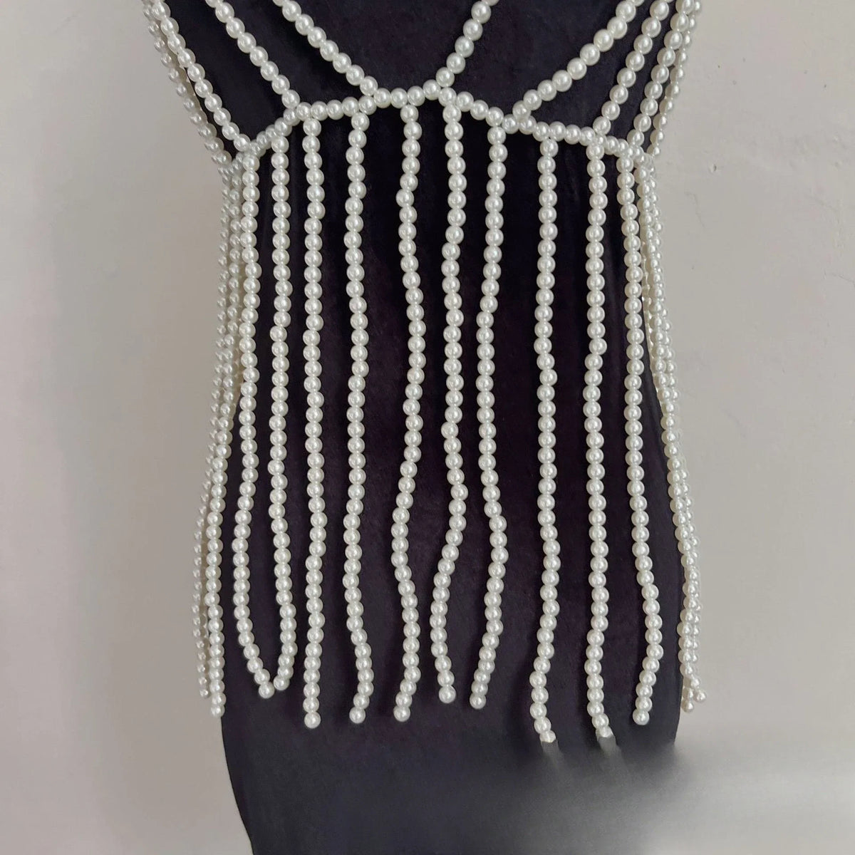 Pearl-Look Beaded Halter Bra Chain