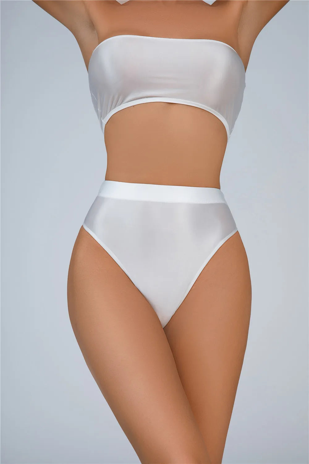 High-Waist Oil Glossy Sheer G-String Thong Satin Smooth Seamless Briefs