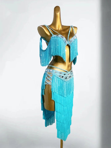Luxury Tassel Top & Skirt Belly Dance Performance Set