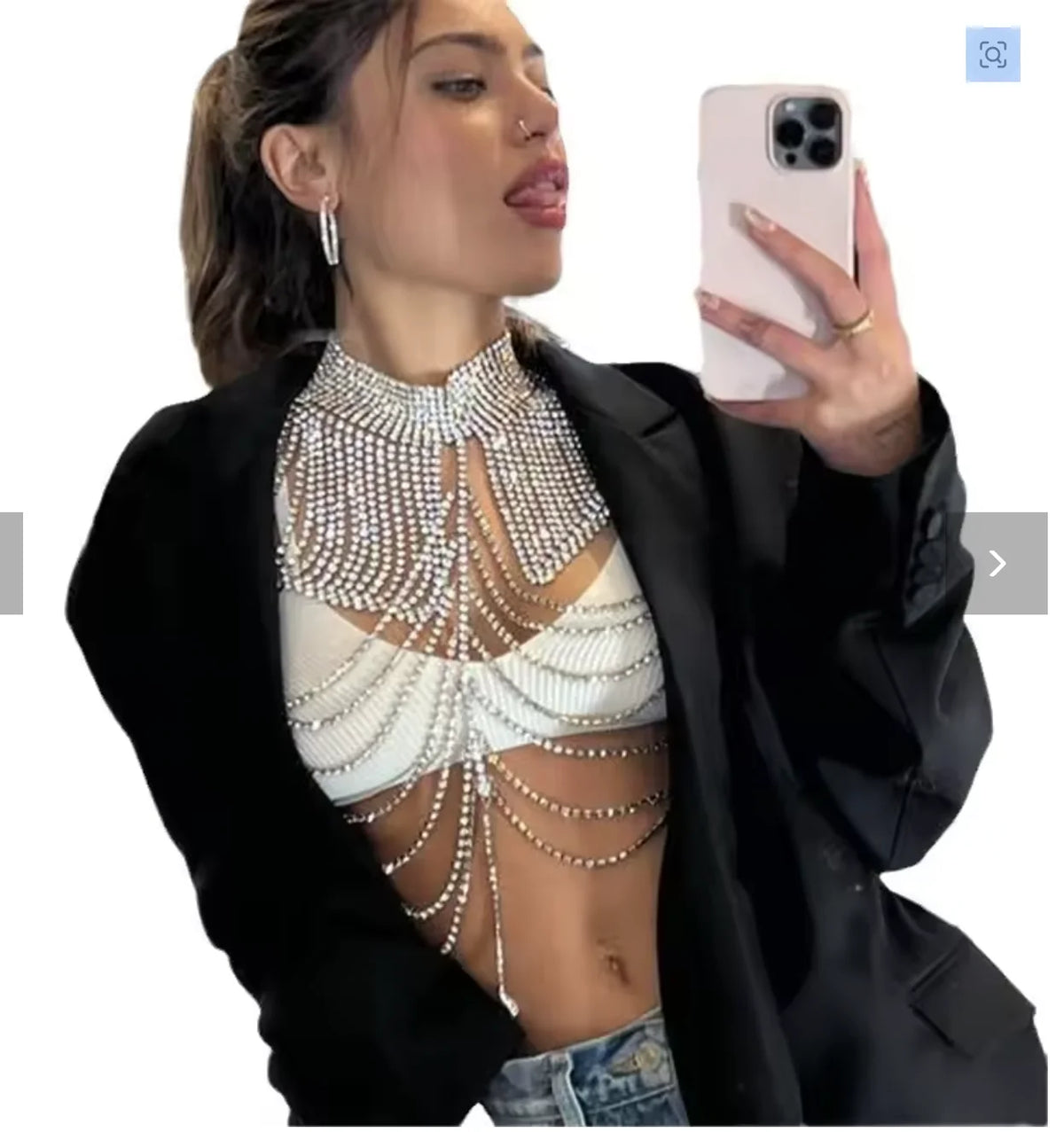 Crystal Tassel Bra & Skirt Costume Jewelry