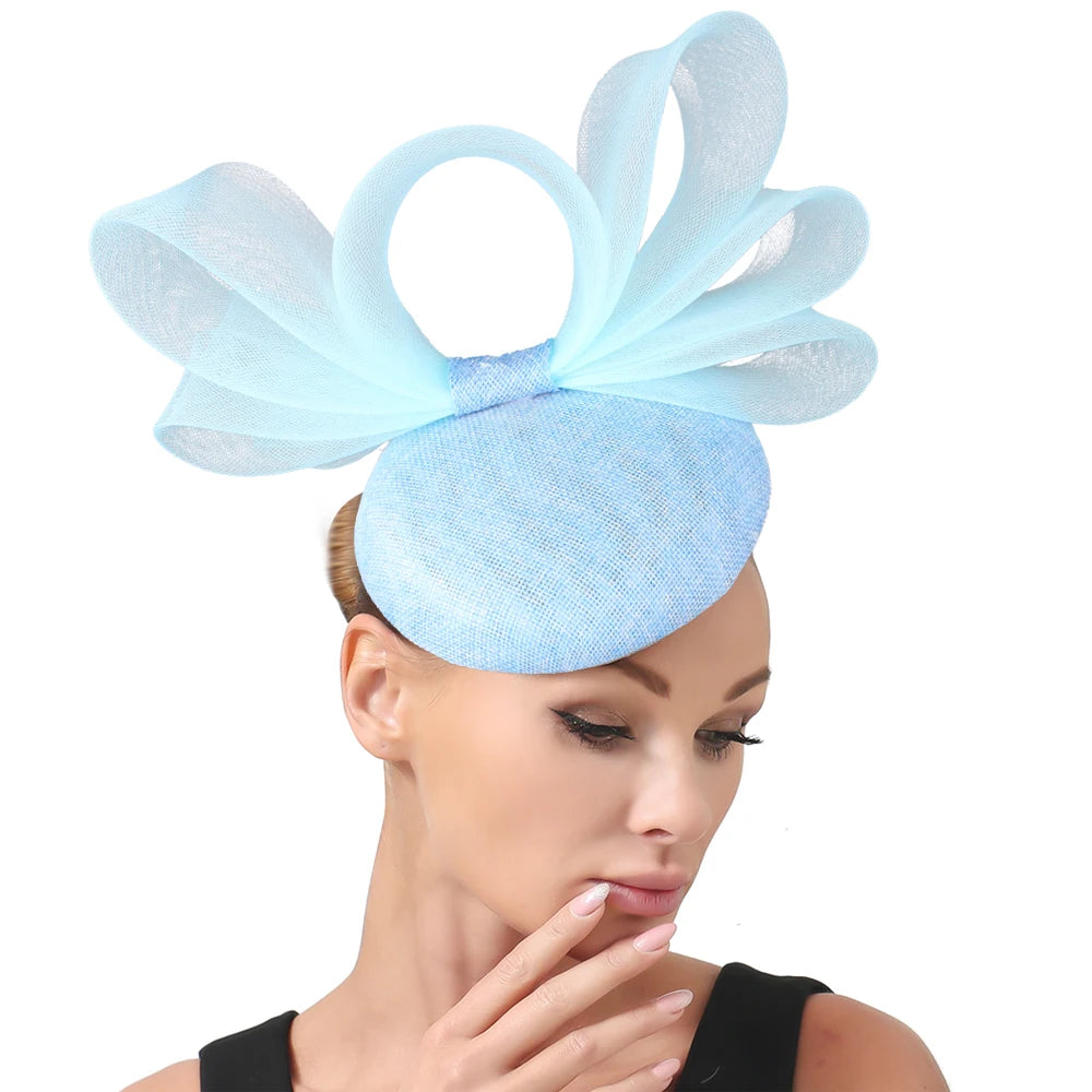 18cm Elegant Sinamay Bow Fascinator Hairpin Kentucky Derby Cocktail Hat Headpiece