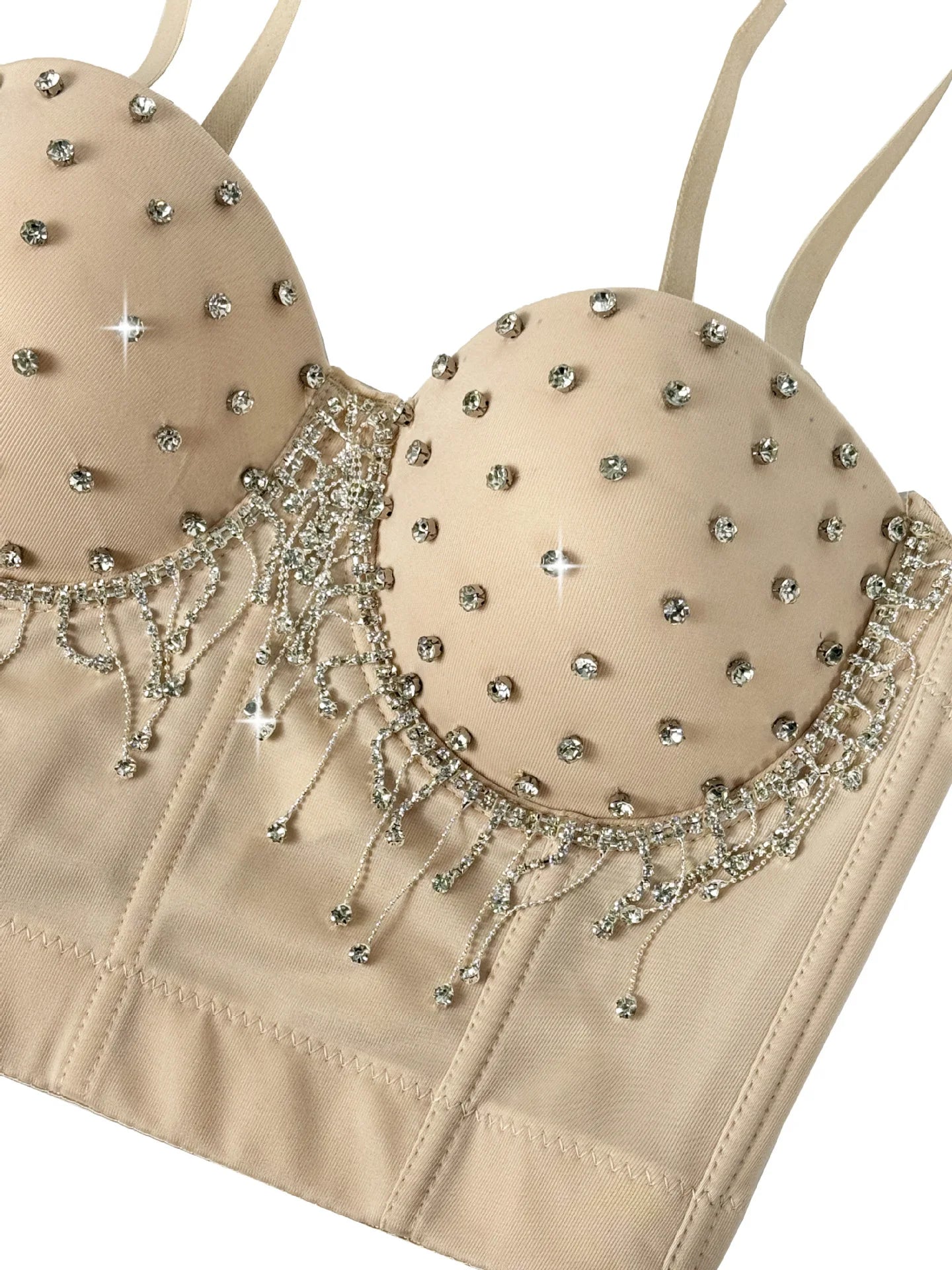 Diamond Tassel Rhinestone Bustier Corset Crop Top Evening Stage Bralette