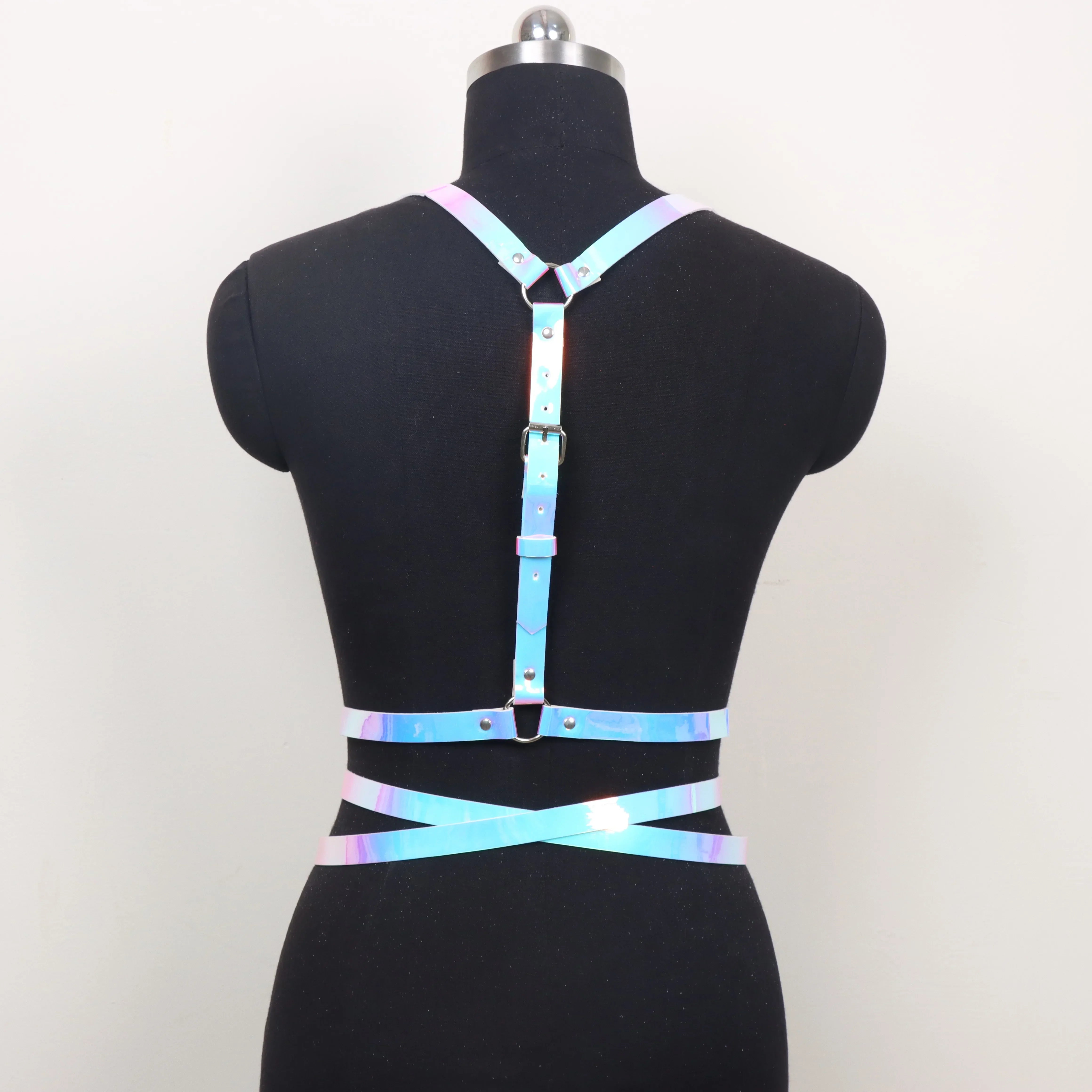 Faux Leather Harness Belt Chain