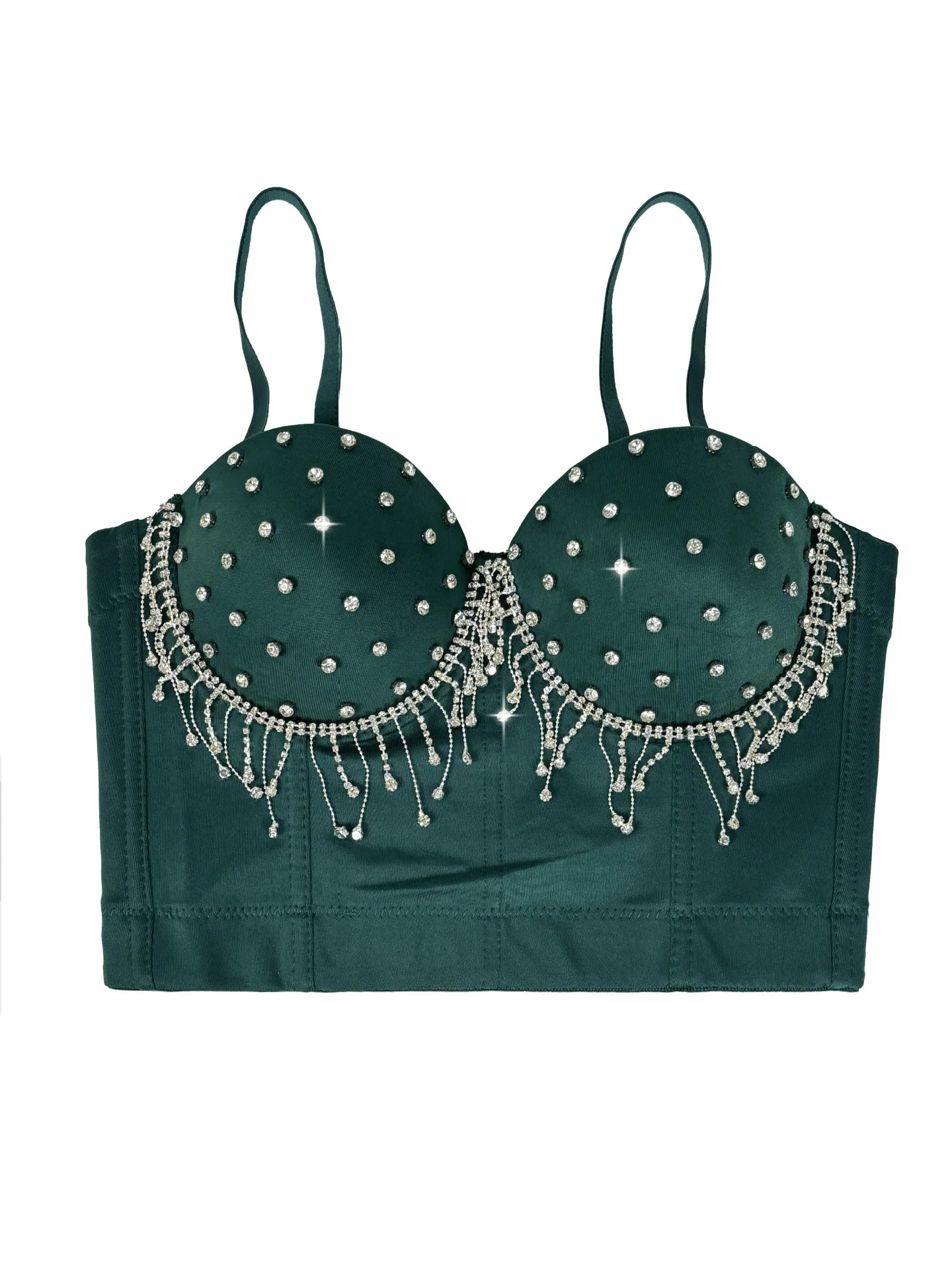 Diamond Tassel Rhinestone Bustier Corset Crop Top Evening Stage Bralette