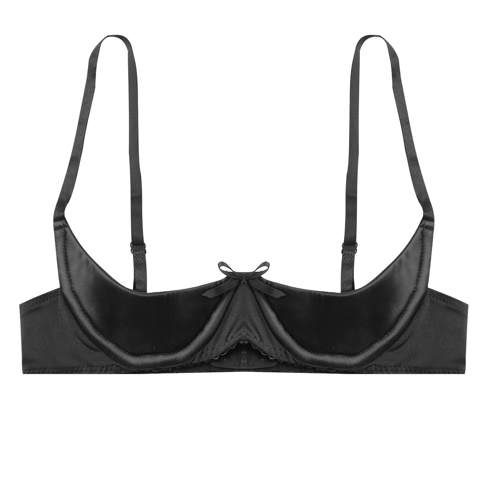 Satin Underwire Half-Cup Push-Up Bra