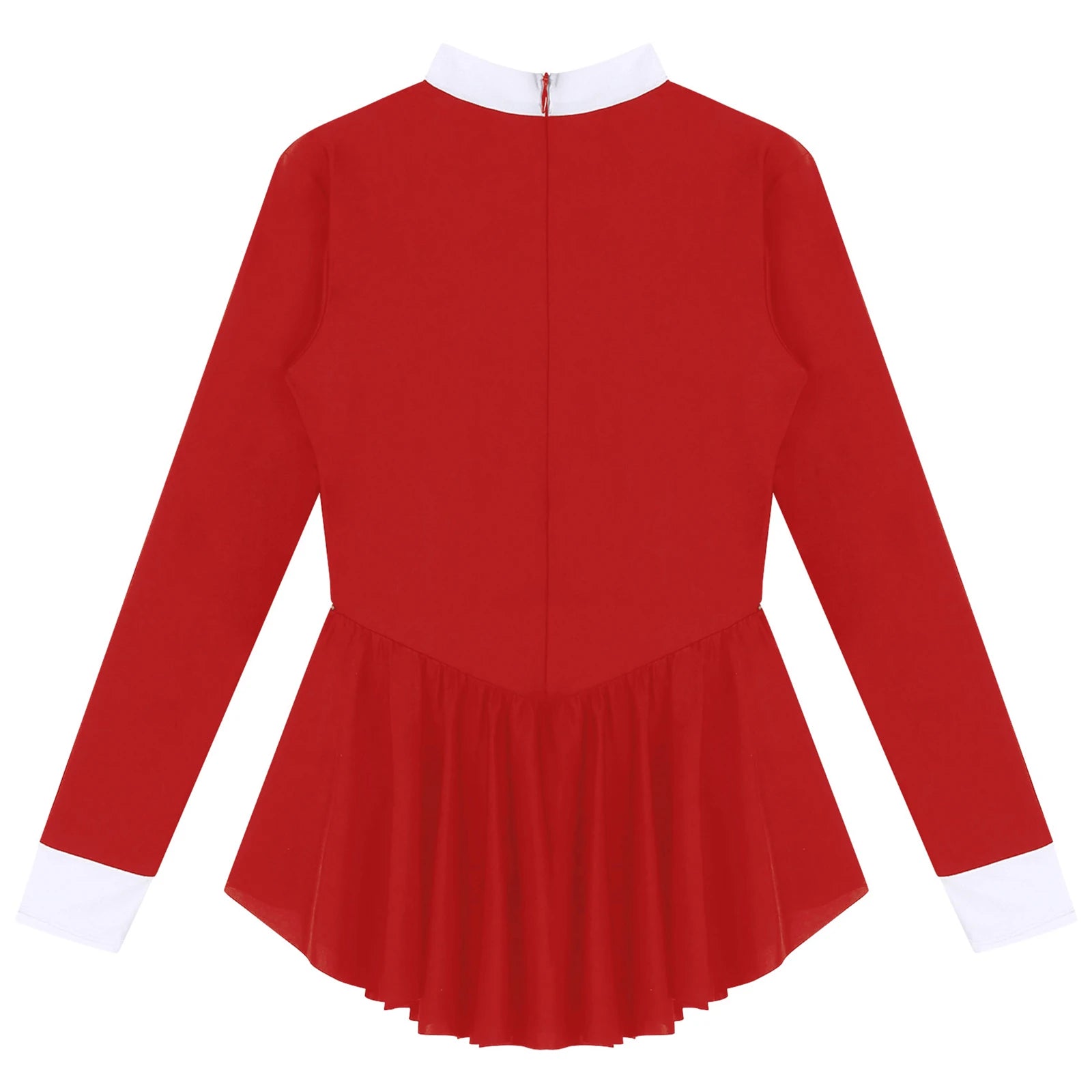 Tuxedo Bowknot Long Sleeve Ruffle Leotard Dress Magician Costume