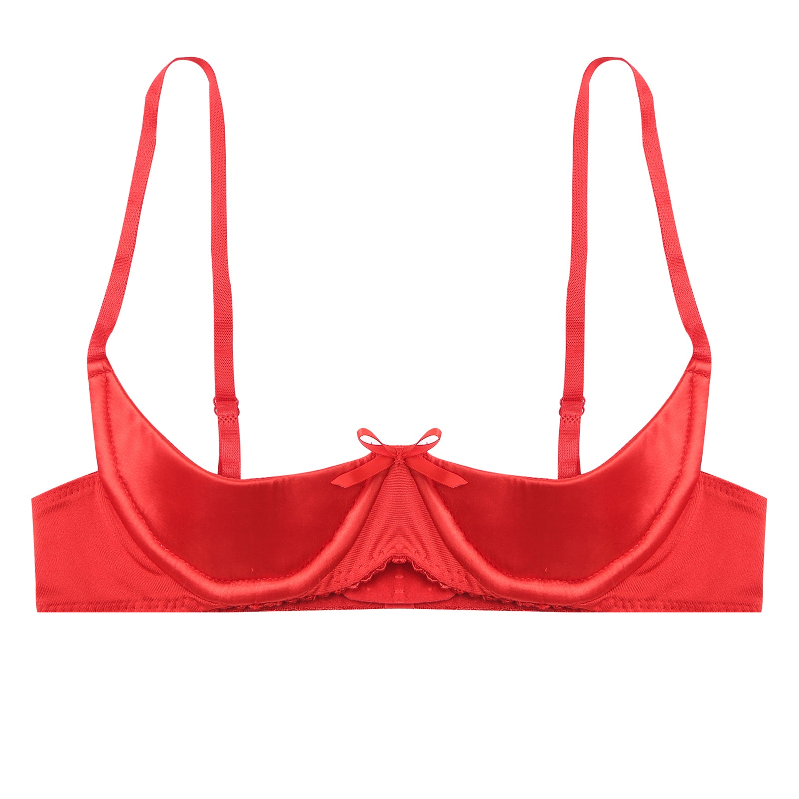 Satin Underwire Half-Cup Push-Up Bra