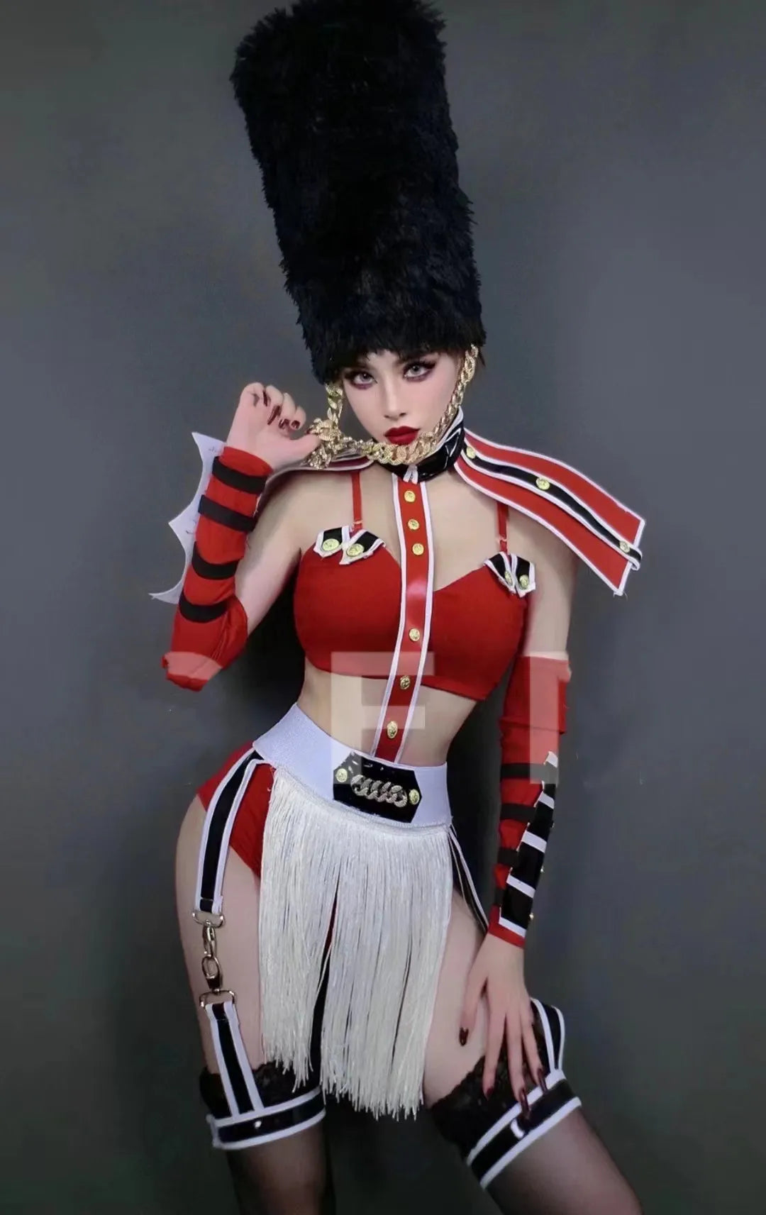 Bar Nightclub DJ DS Gogo Dance Costume Women Dancer Team Stage Party Rave Outfits Military Style Performance Drag Queen Costume