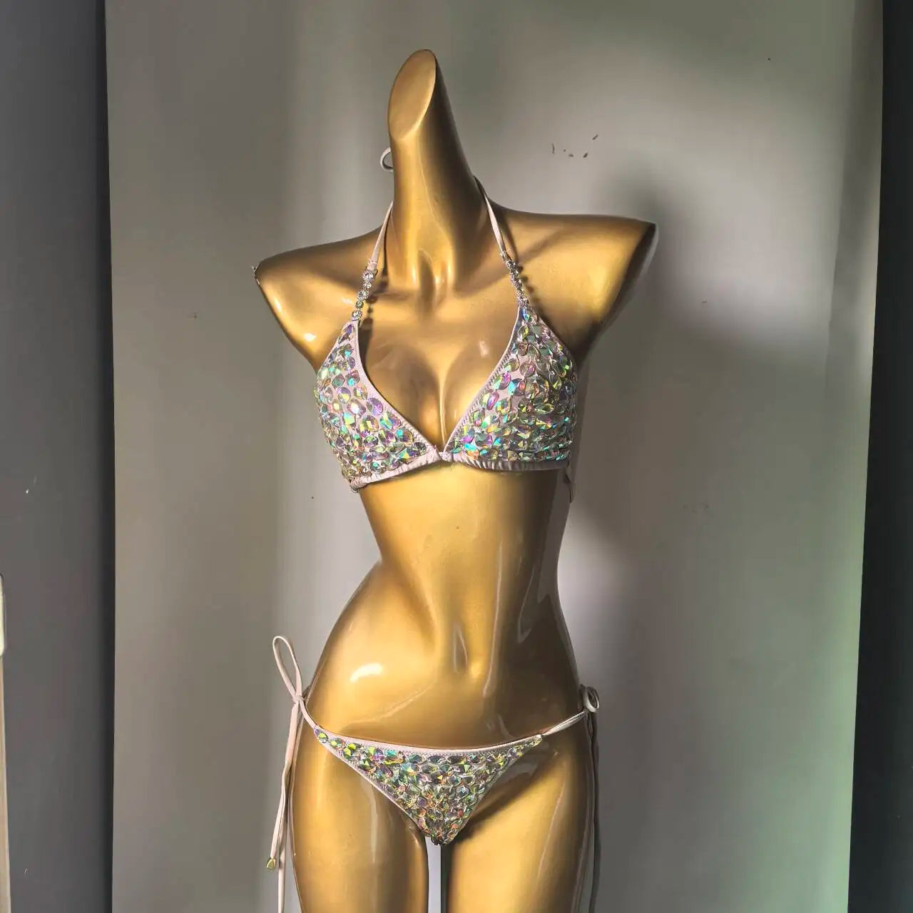 Classic Rhinestone Push-Up Bikini Set – Shimmering Crystal Bandage Swimsuit & Bling Bathing Suit for Luxury Beach Clubs & Raves
