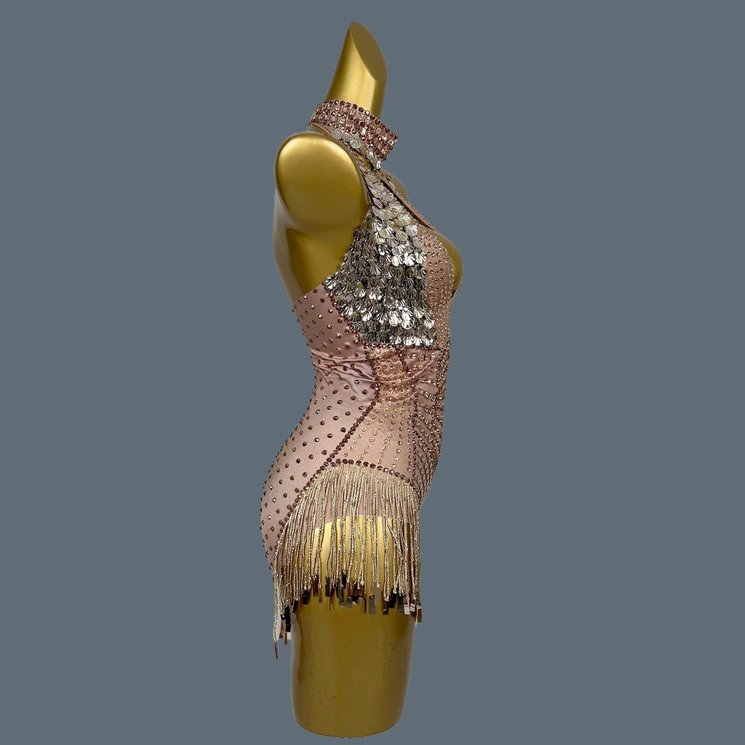 Sparkly Rhinestone Bodycon Performance Bodysuit Stage Costume Leotard