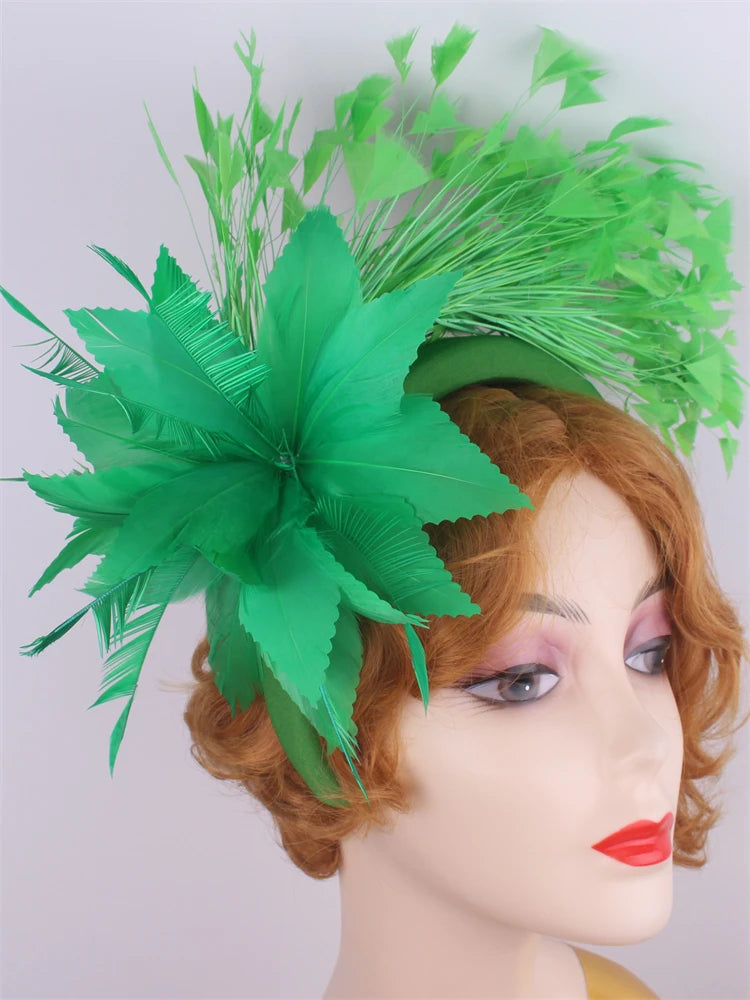 25cm Feather Floral Ribbon Fascinator Headband Kentucky Derby Cocktail Tea Party Hat