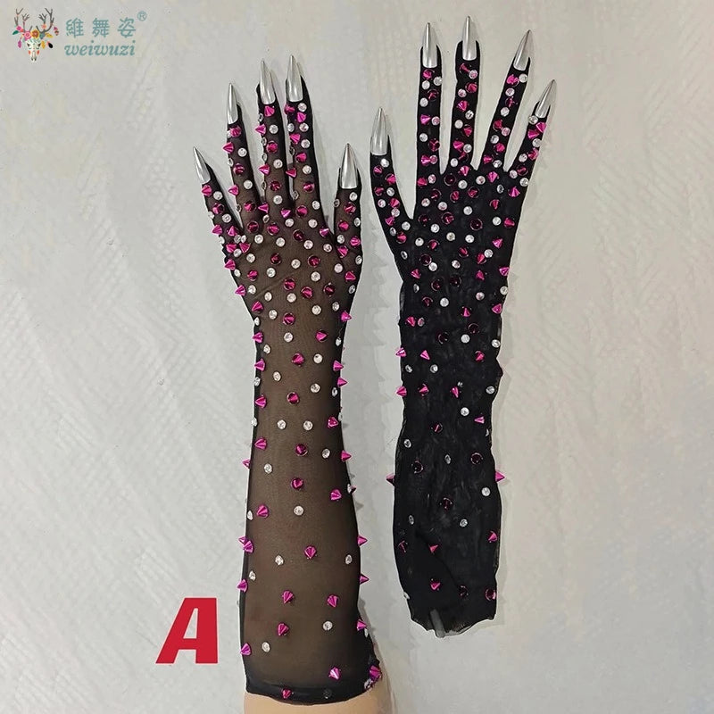Rhinestone Stretch Performance Gloves