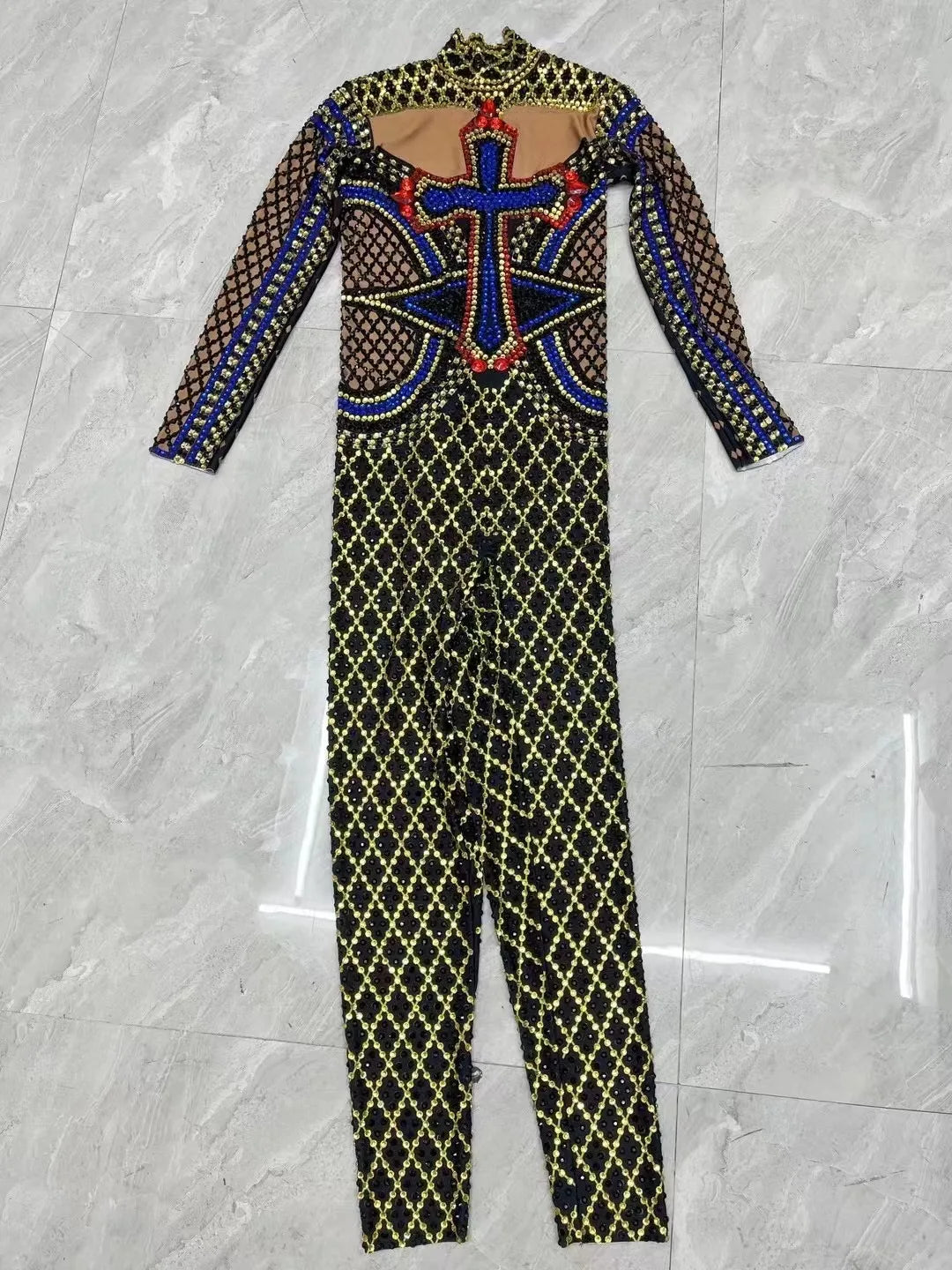 Women's Rhinestone Sparkly Jumpsuit | Sexy Stage Costume for Prom, Club, Birthday & Festival