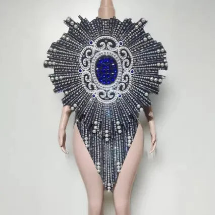 Barcelona dance performance outfit for women gogo show sexy sequined and diamond adorned one piece backless dance dress