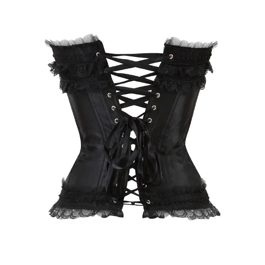 Lace Overlay Boned Overbust Corset Bustier Top Plus Size Body Shaper