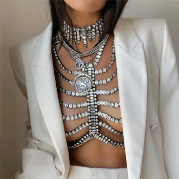 Luxury Multilayer Rhinestone Chest Chain & Tassel Bra Jewelry