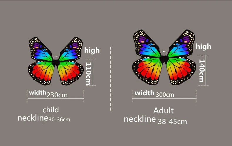 Vibrant Butterfly Belly Dance Wings with Telescopic Sticks Set