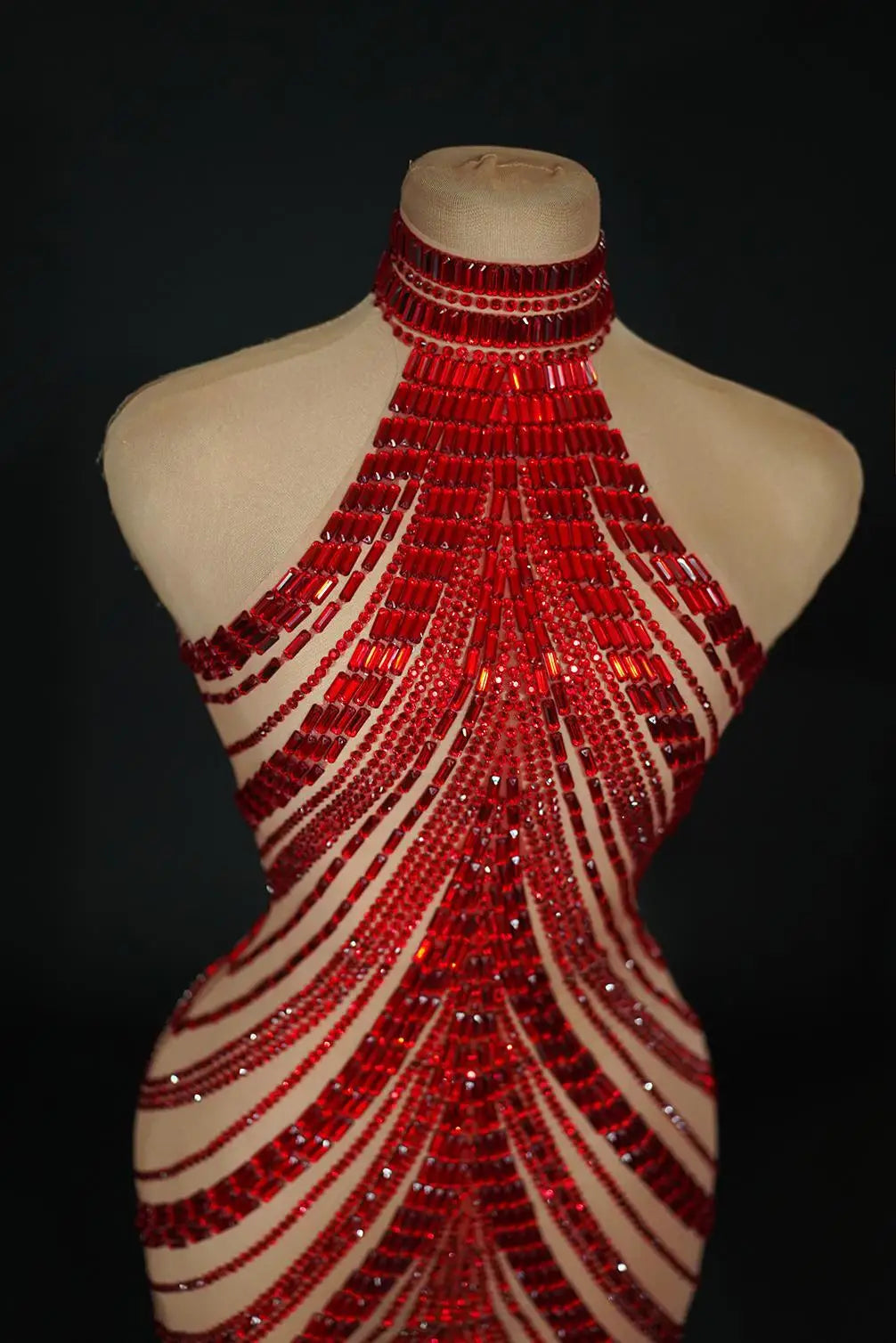 Sparkly Rhinestone High-Neck Sheath Mini Dress Stage Dance Costume