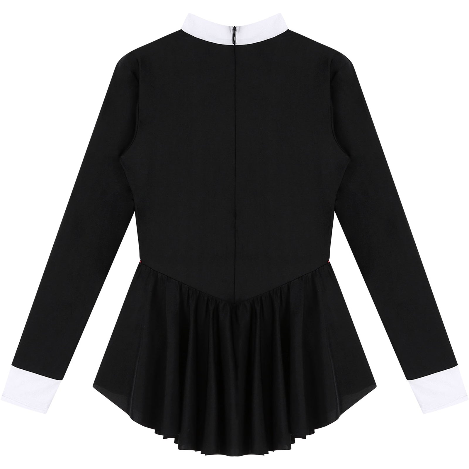 Tuxedo Bowknot Long Sleeve Ruffle Leotard Dress Magician Costume