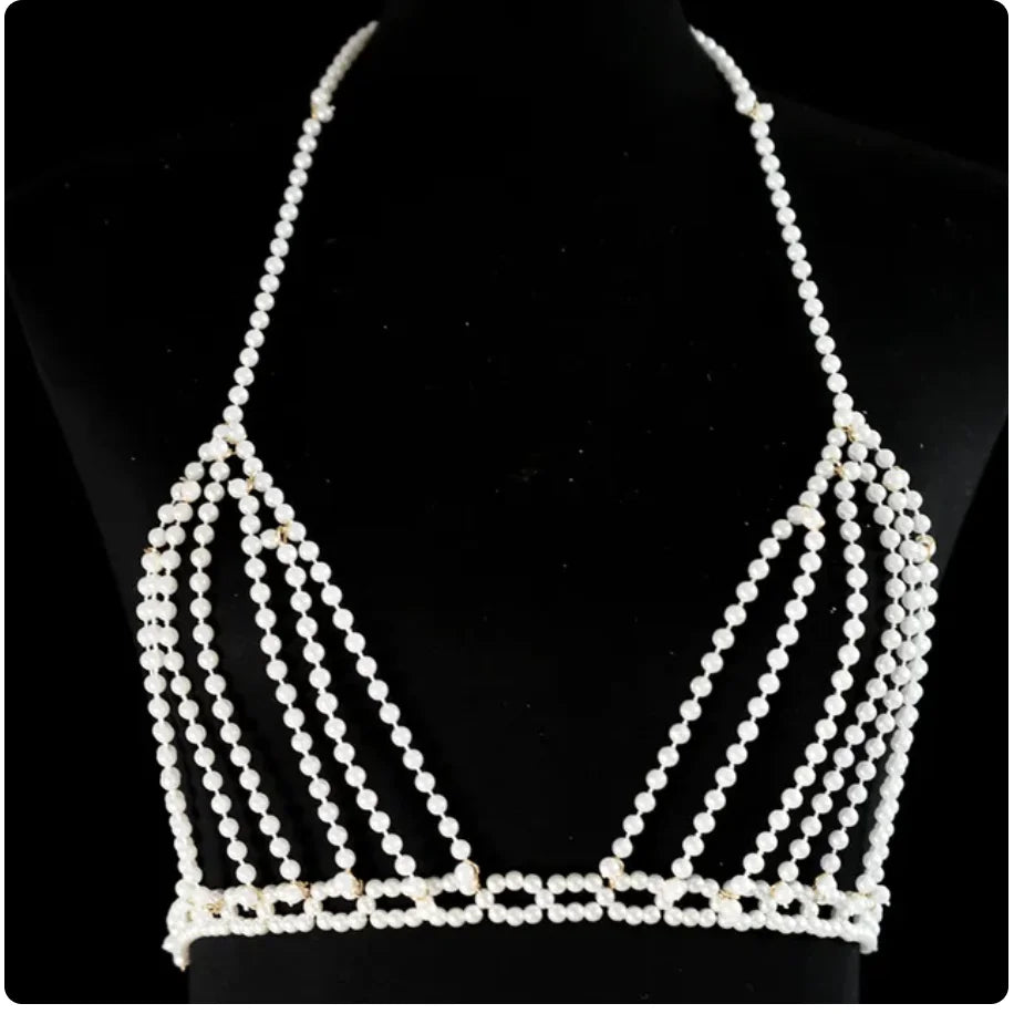 Simulated Pearl Bra & Skirt Body Jewelry