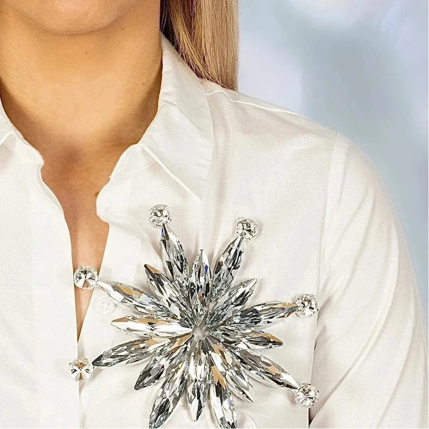 Large Luxury Rhinestone Star Brooch