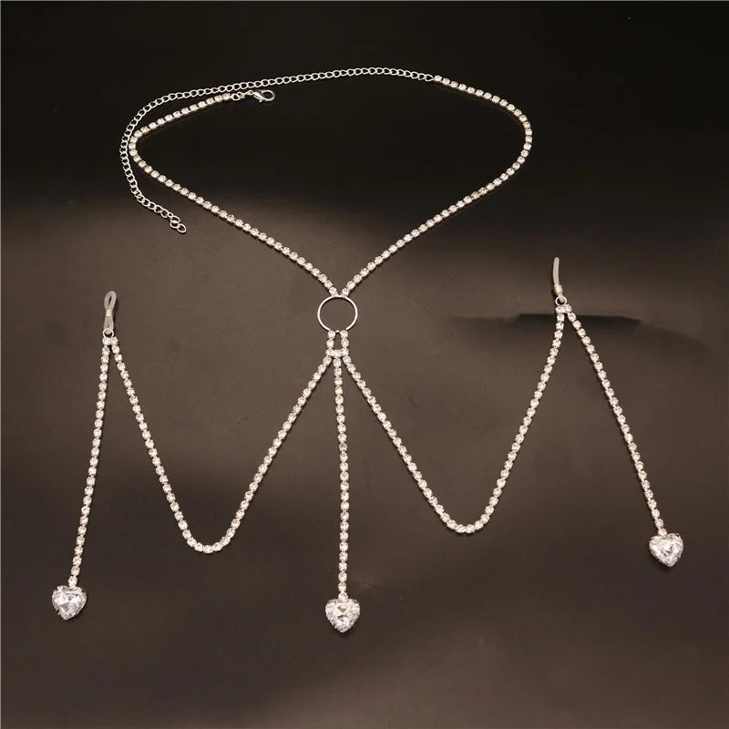 Crystal Tassel Bra & Skirt Costume Jewelry
