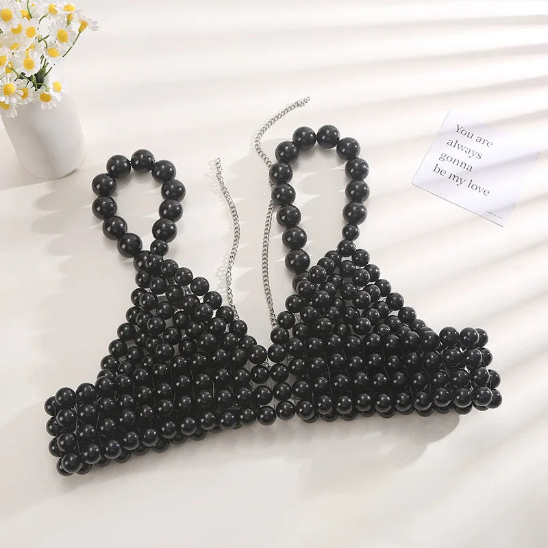 Beaded Pearl-Look Bra Body Chain