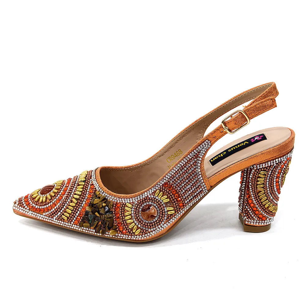 Italian Design Luxury Pointed Shoes and Bag Set