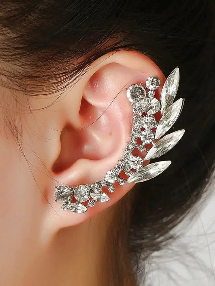 Crystal Leaf Clip-On Ear Cuff
