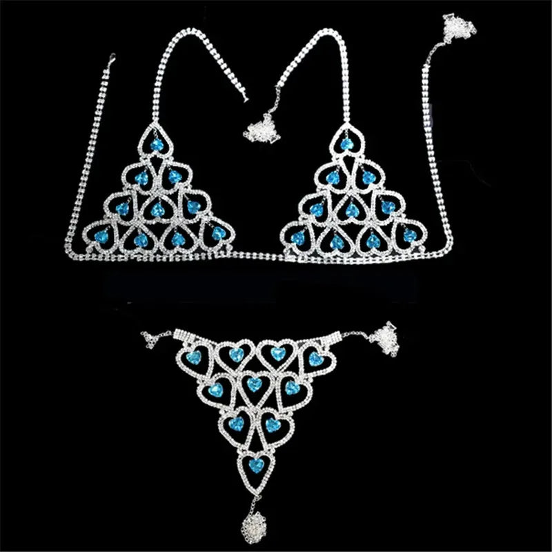 Heart Design Bra & Thong Body Chain