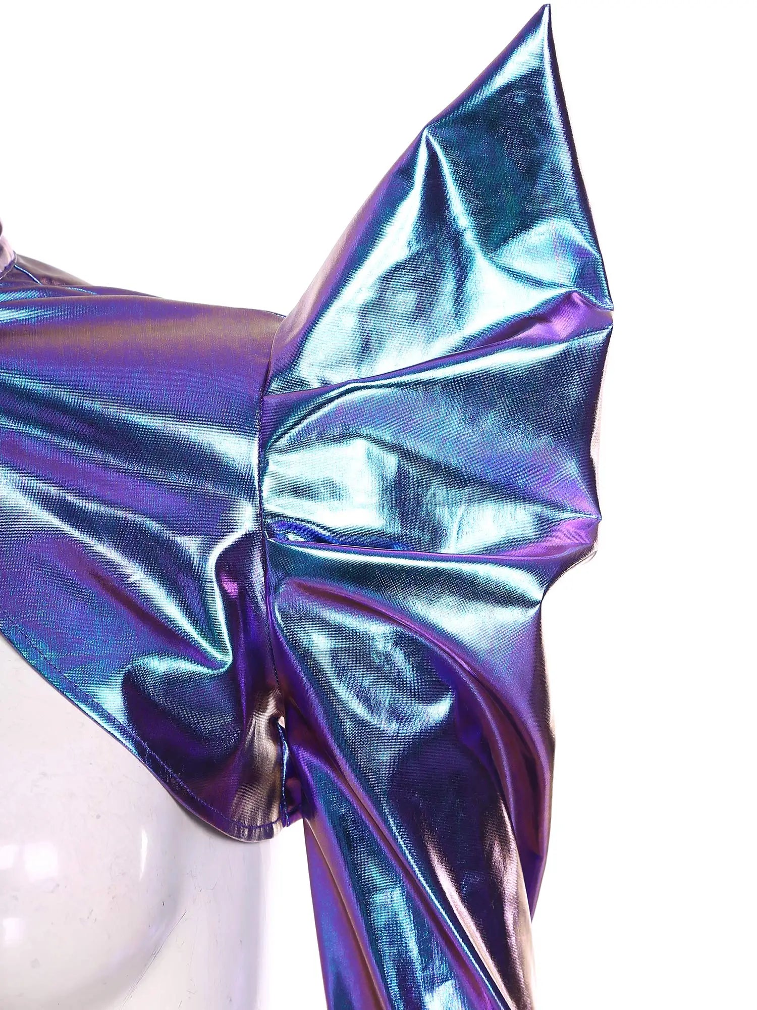 Metallic Shoulder Armor Shrug Crop Top & Sleeves Futuristic Pauldron Stage Costume