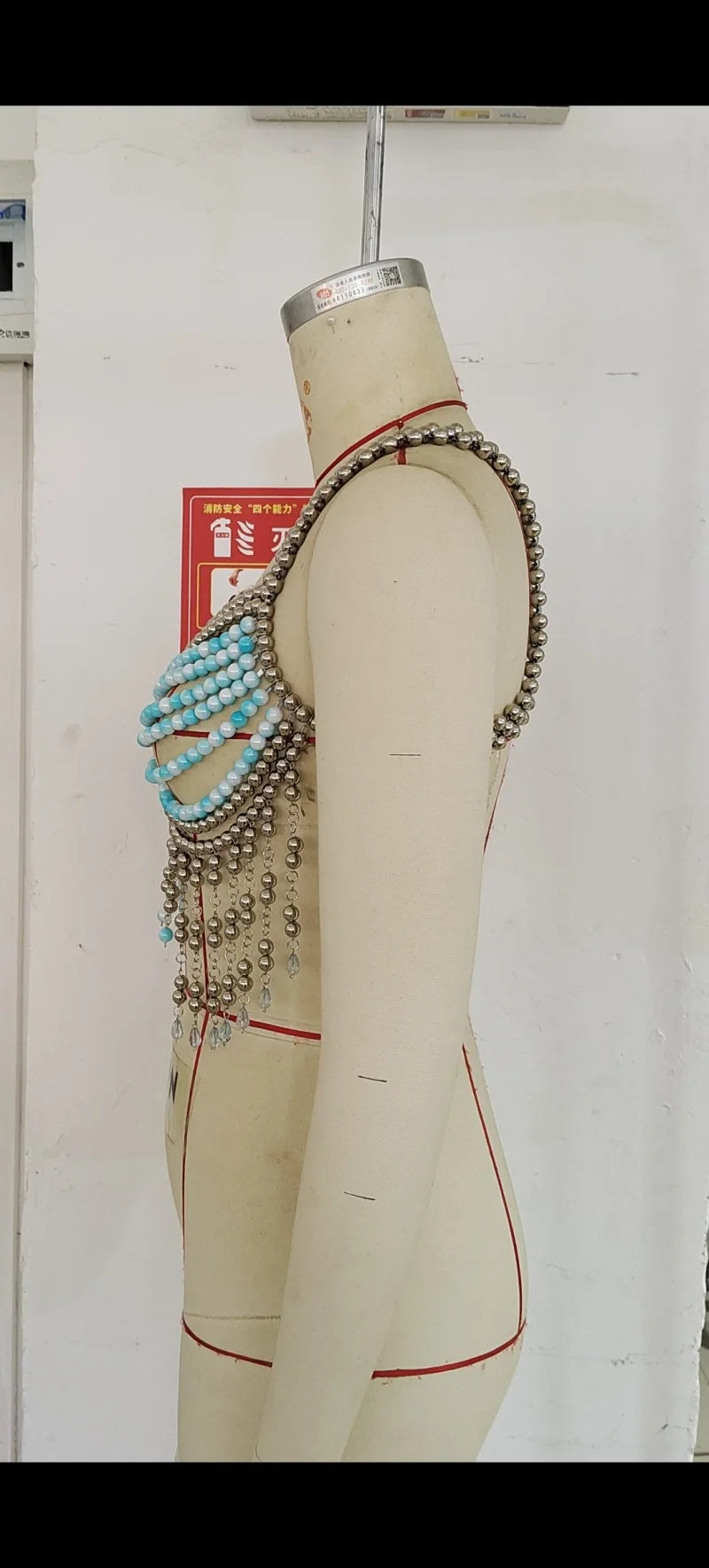 Multilayer Beaded Tassel Bra Body Chain