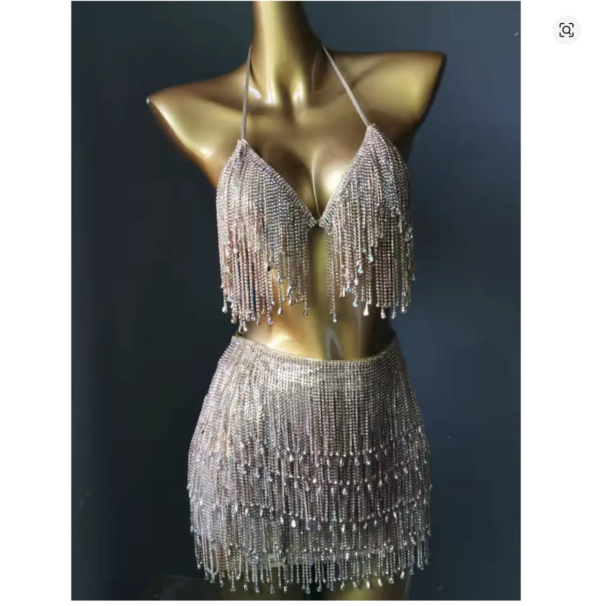 Halter Crystal Tassel Bra Body Chain