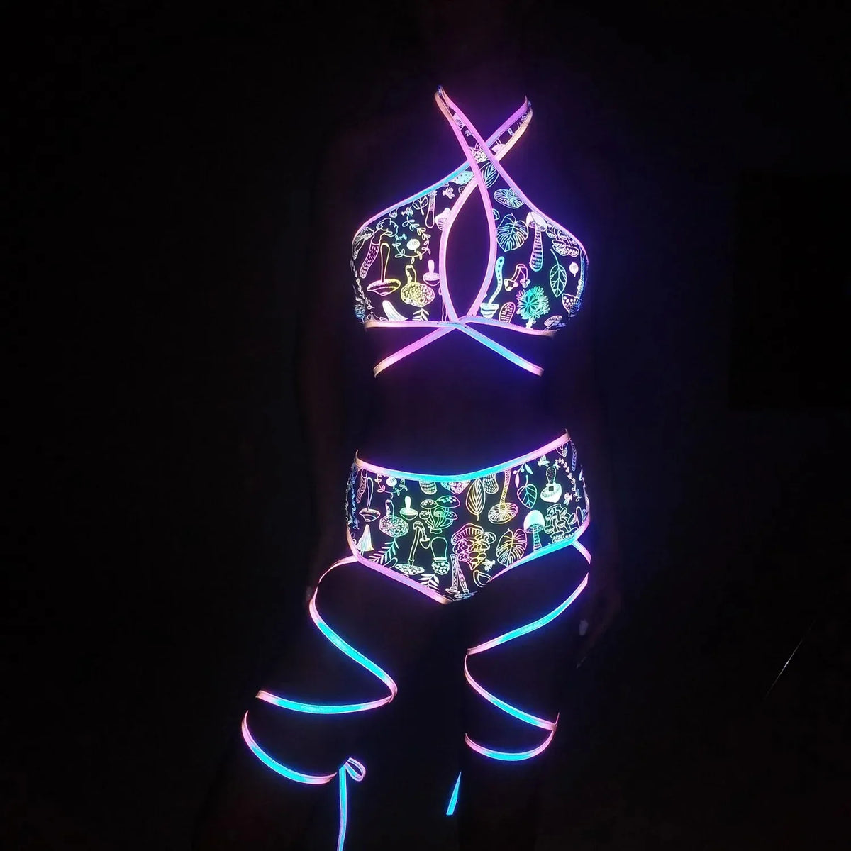 Reflective Gogo Performance Costume Set