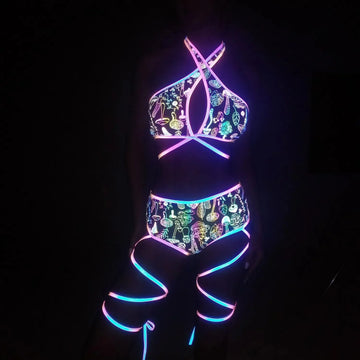 Reflective Gogo Performance Costume Set