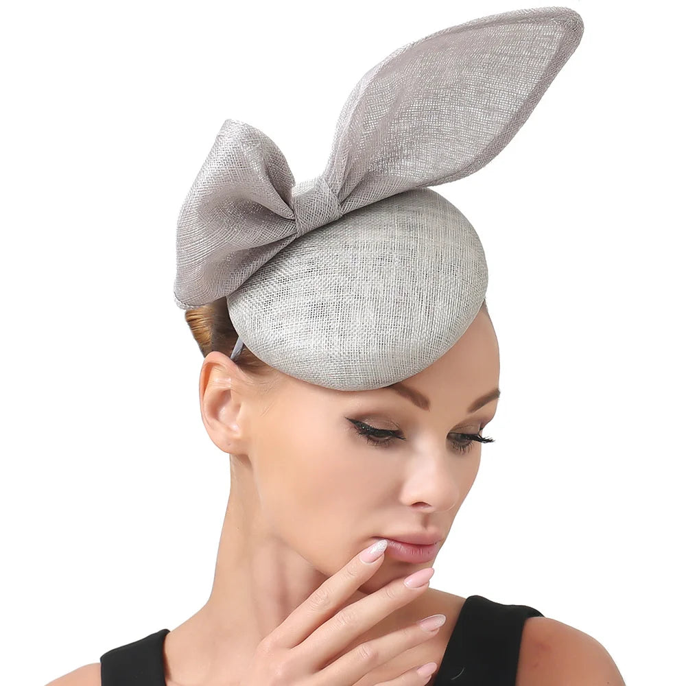 25cm 4-Layer Sinamay Bow Fascinator Headband Kentucky Derby Tea Party Pillbox Hat