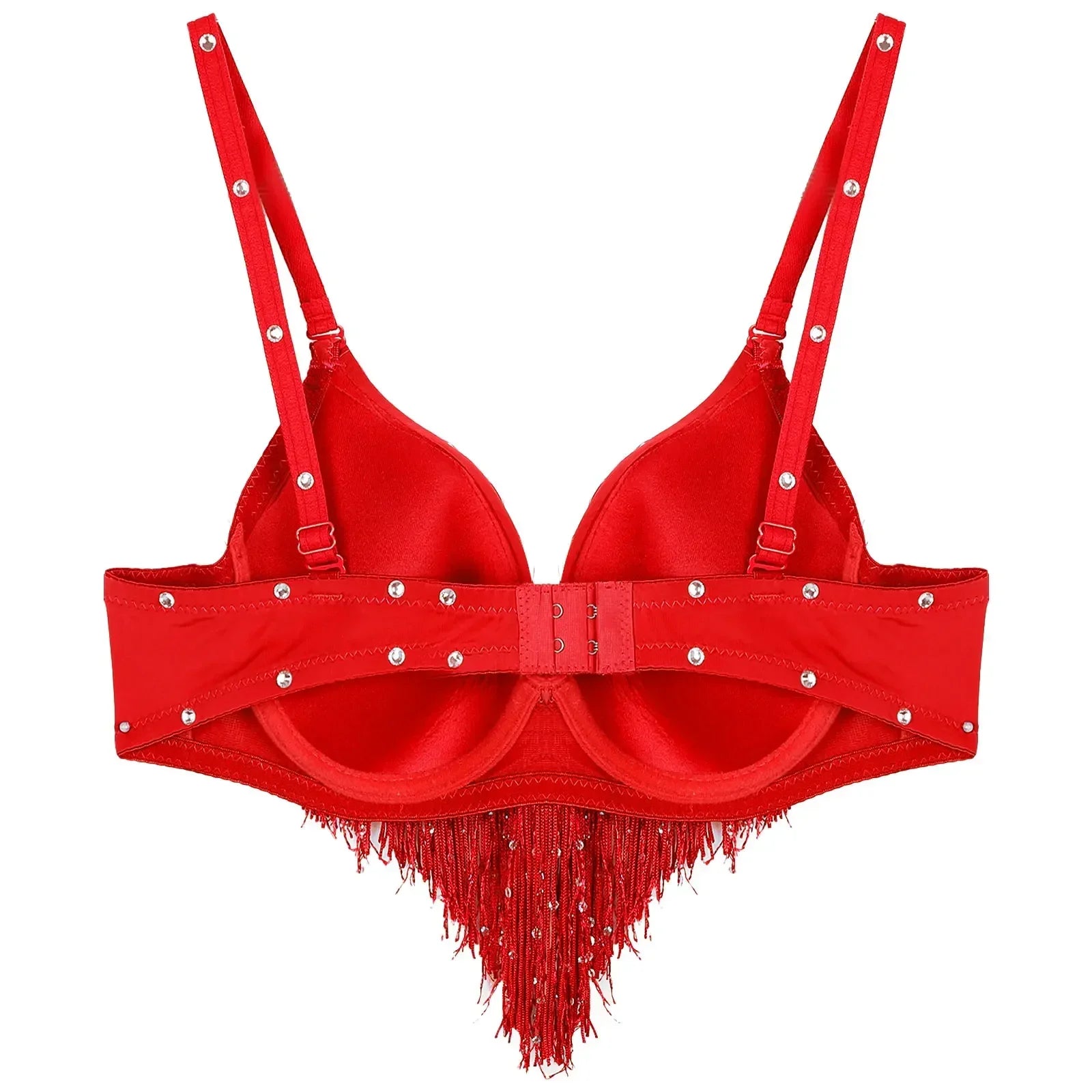 The Stardust Oasis Sirena – Sequined Tassel & Rhinestone Push-Up Belly Dance Bra Top