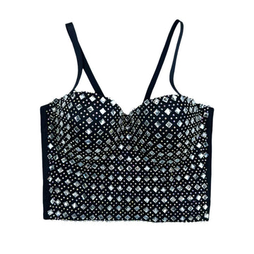Diamond Mesh Studded Bustier Corset Crop Top High Street Evening Bralette