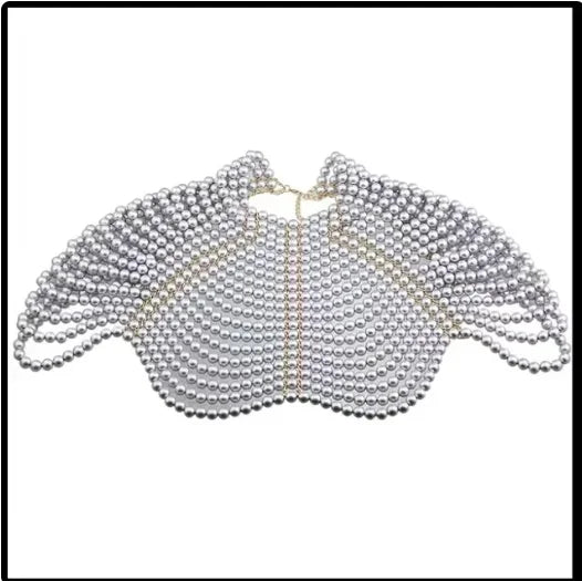 Showgirl Pearl Body Chain - Handmade Rhinestone Waist Chain Bra Harness for Rave & Burlesque Costumes